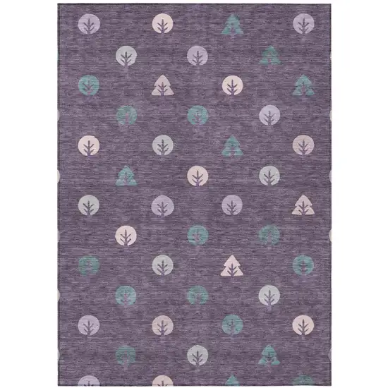 Plum And Purple Geometric Washable Indoor Outdoor Area Rug Photo 2