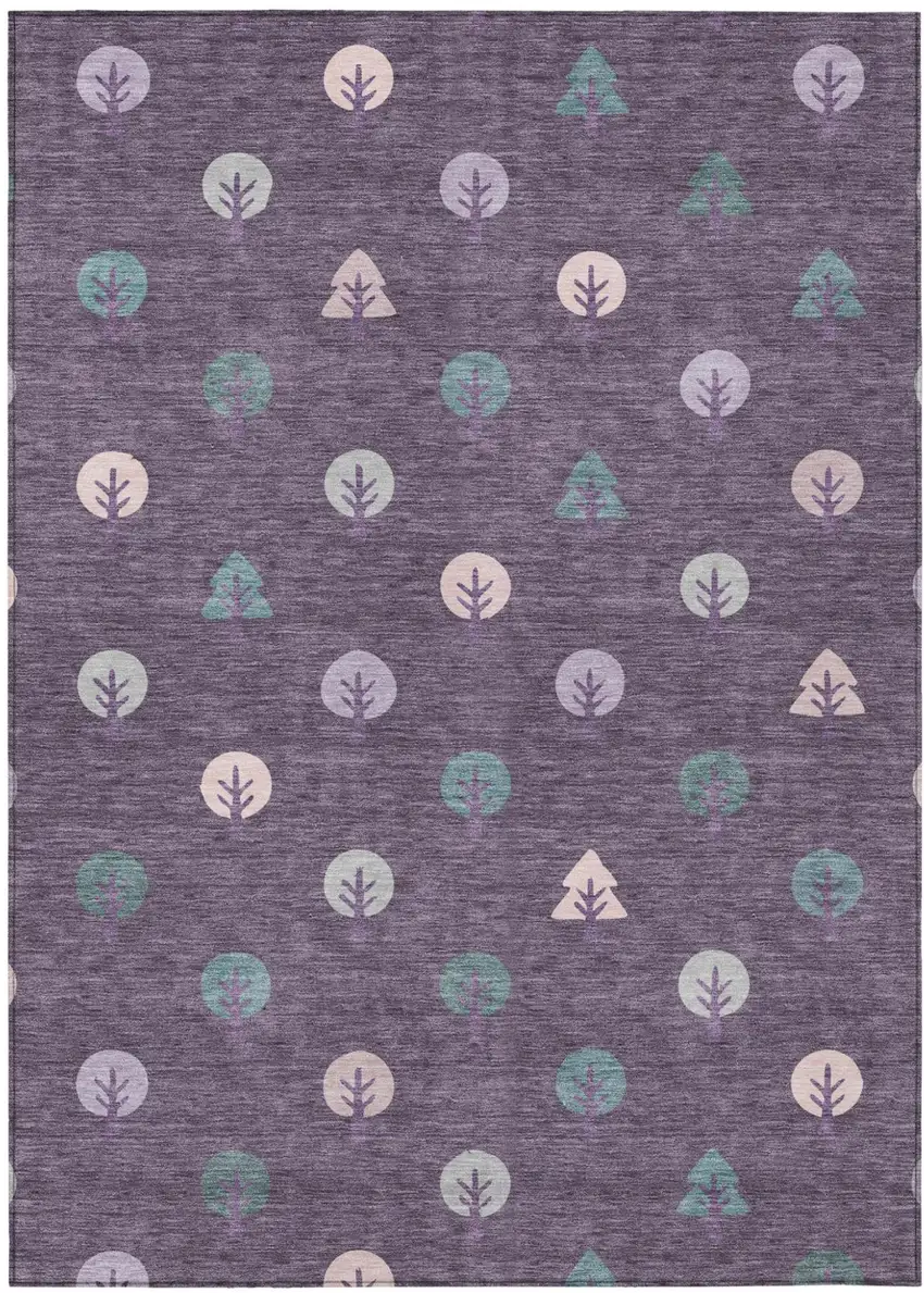 Plum And Purple Geometric Washable Indoor Outdoor Area Rug Photo 2
