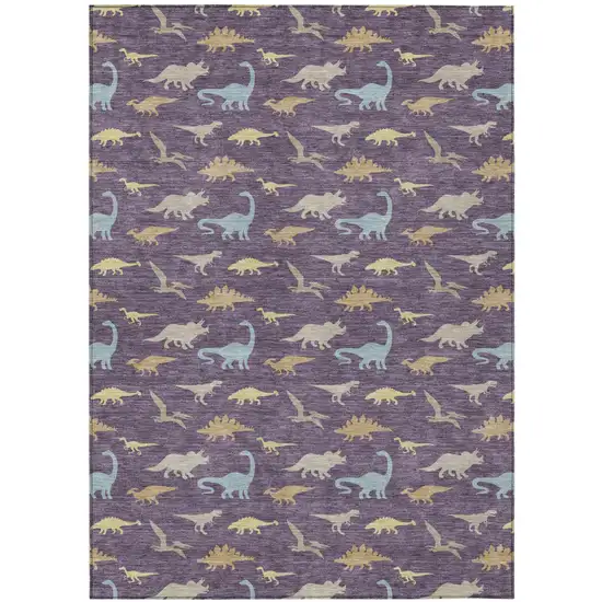 Plum And Purple Geometric Washable Indoor Outdoor Area Rug Photo 1