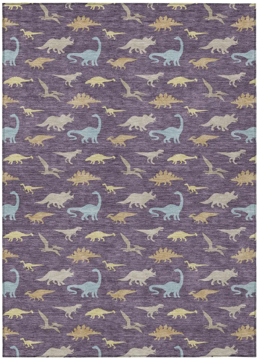 Plum And Purple Geometric Washable Indoor Outdoor Area Rug Photo 1