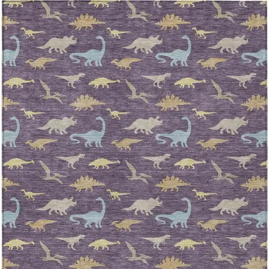 Plum And Purple Geometric Washable Indoor Outdoor Area Rug Photo 3