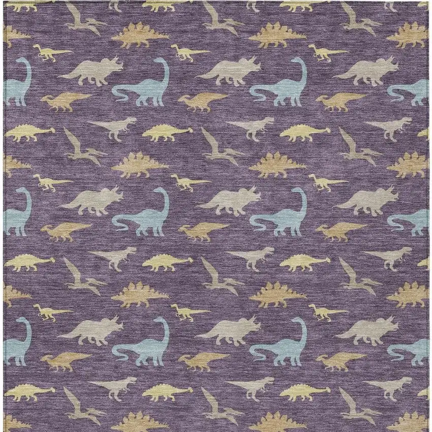Plum And Purple Geometric Washable Indoor Outdoor Area Rug Photo 3