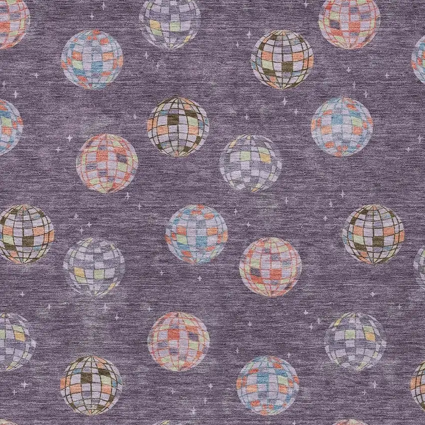 Plum And Purple Geometric Washable Indoor Outdoor Area Rug Photo 5