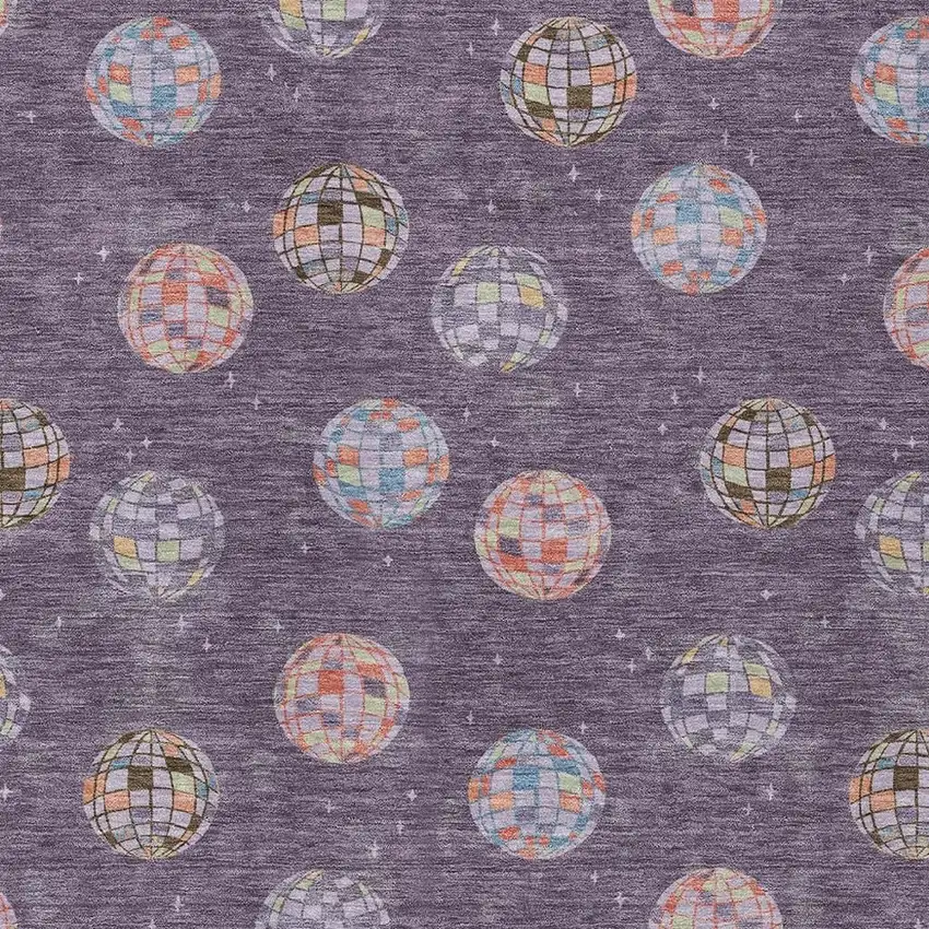 Plum And Purple Geometric Washable Indoor Outdoor Area Rug Photo 5