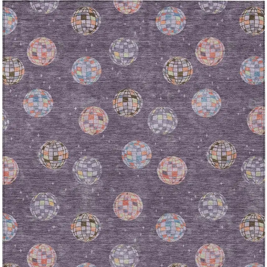 Plum And Purple Geometric Washable Indoor Outdoor Area Rug Photo 6