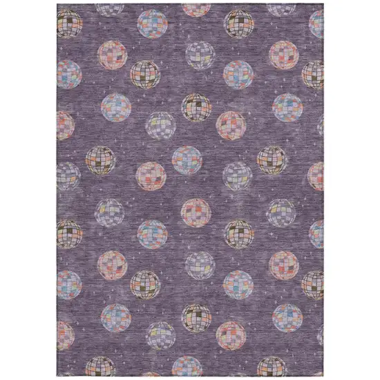 Plum And Purple Geometric Washable Indoor Outdoor Area Rug Photo 4