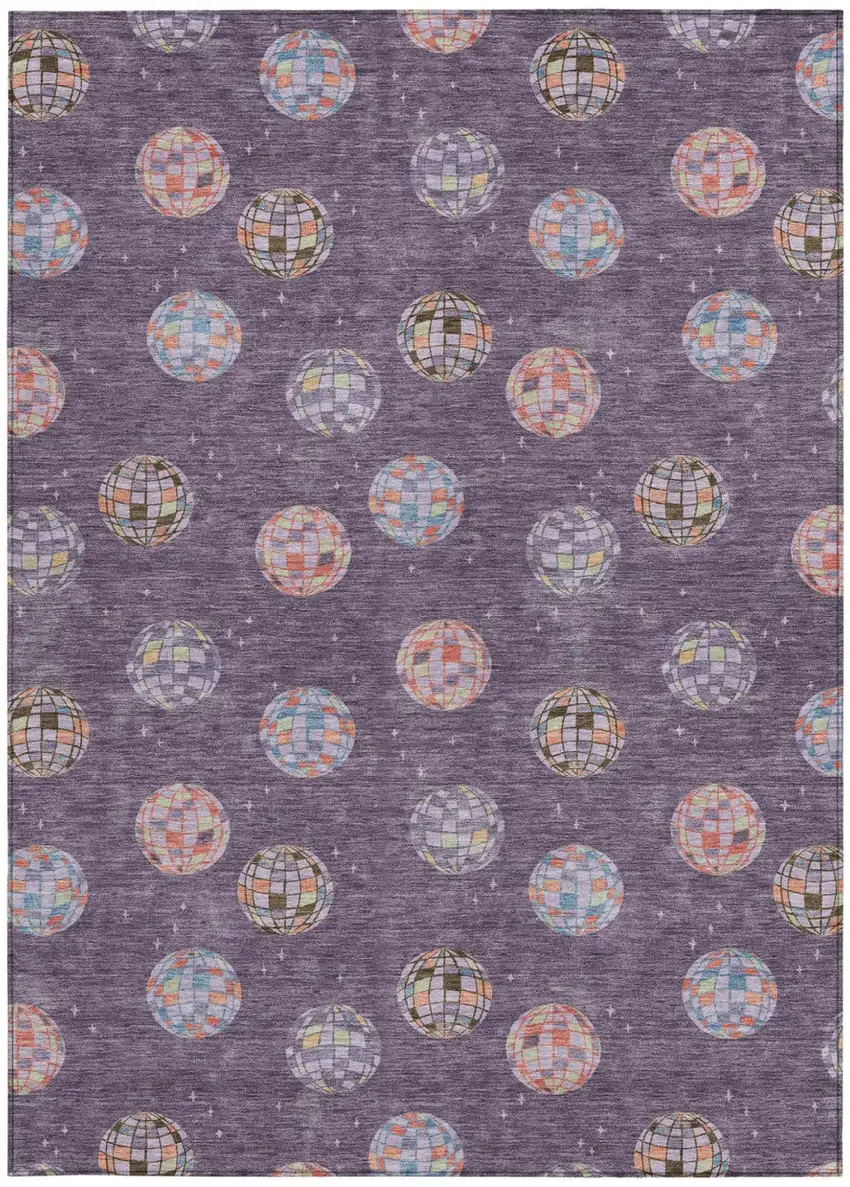Plum And Purple Geometric Washable Indoor Outdoor Area Rug Photo 4