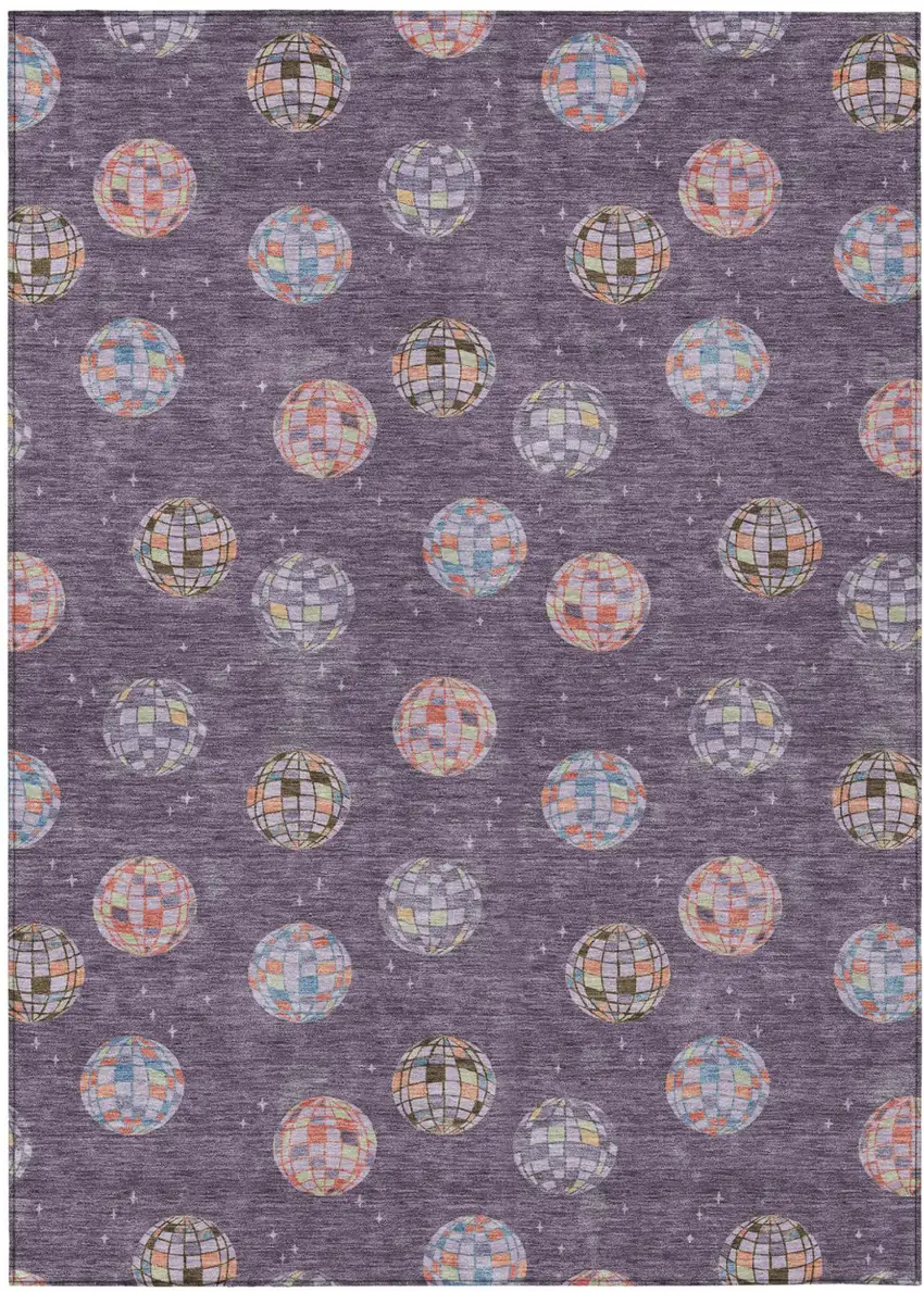 Plum And Purple Geometric Washable Indoor Outdoor Area Rug Photo 2