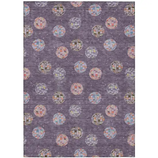 Plum And Purple Geometric Washable Indoor Outdoor Area Rug Photo 2