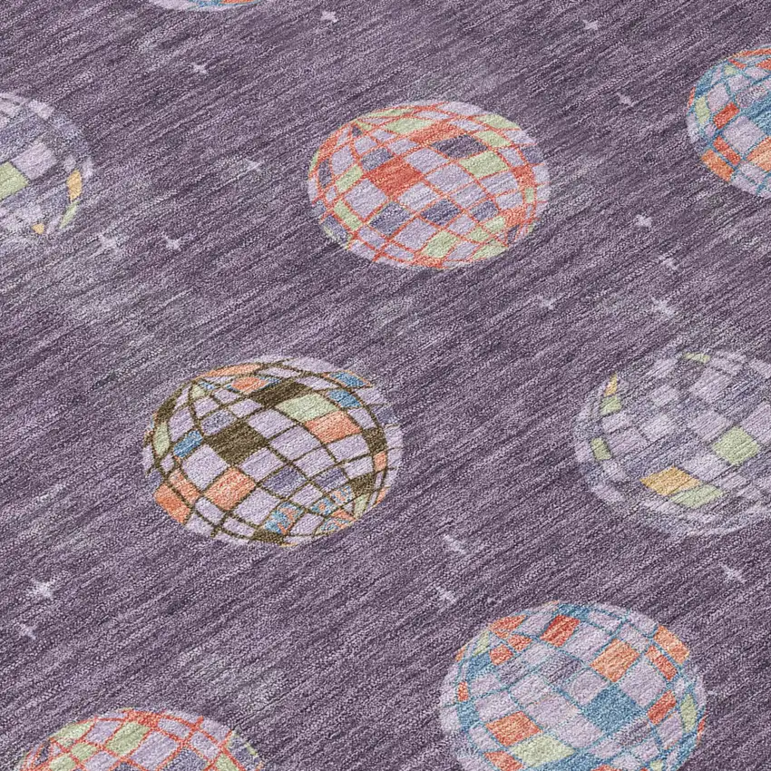 Plum And Purple Geometric Washable Indoor Outdoor Area Rug Photo 8