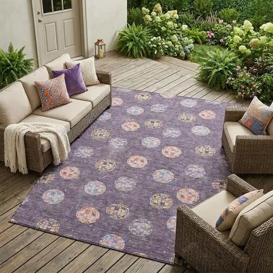 Plum And Purple Geometric Washable Indoor Outdoor Area Rug Photo 1