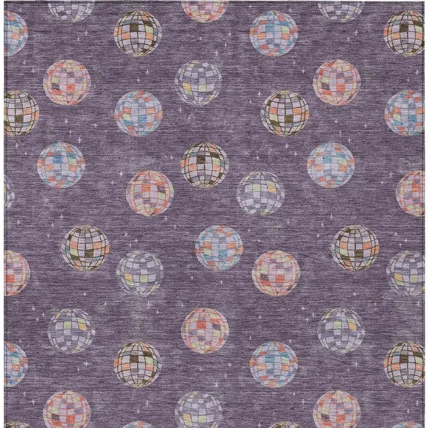 Plum And Purple Geometric Washable Indoor Outdoor Area Rug Photo 3