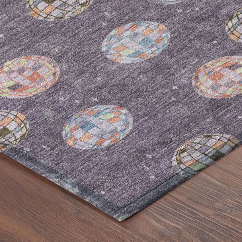 Plum And Purple Geometric Washable Indoor Outdoor Area Rug Photo 7