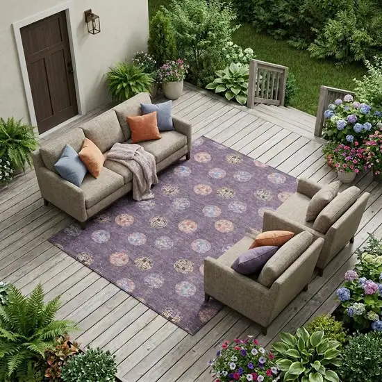 Plum And Purple Geometric Washable Indoor Outdoor Area Rug Photo 1