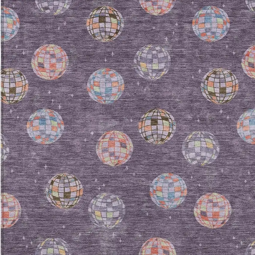 Plum And Purple Geometric Washable Indoor Outdoor Area Rug Photo 5
