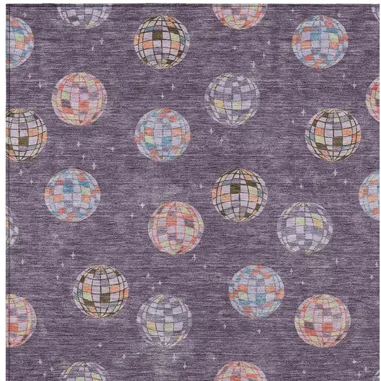 Plum And Purple Geometric Washable Indoor Outdoor Area Rug Photo 3