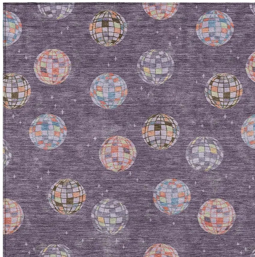Plum And Purple Geometric Washable Indoor Outdoor Area Rug Photo 3
