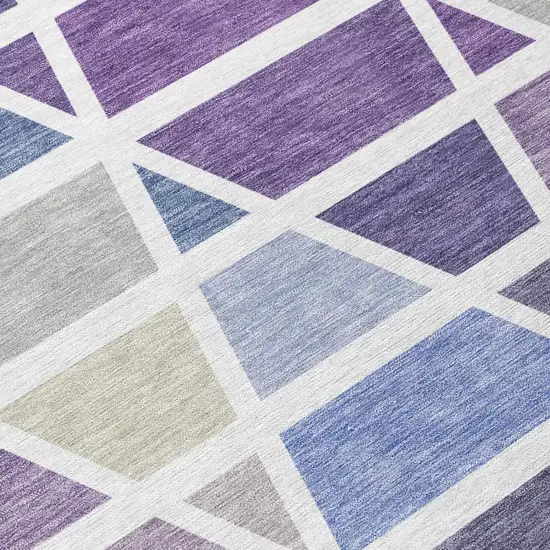 Plum And Purple Geometric Washable Indoor Outdoor Area Rug Photo 6