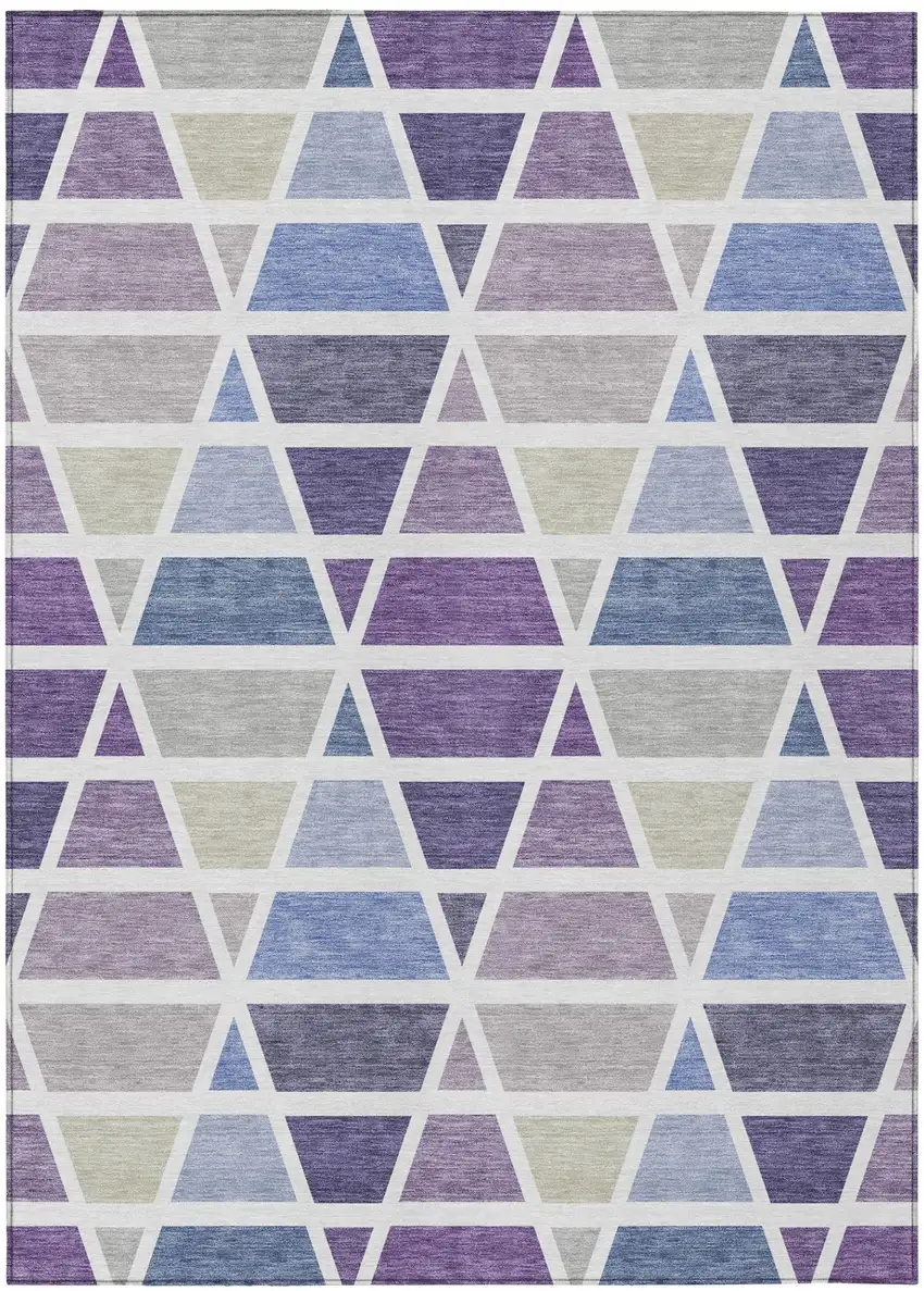 Plum And Purple Geometric Washable Indoor Outdoor Area Rug Photo 2