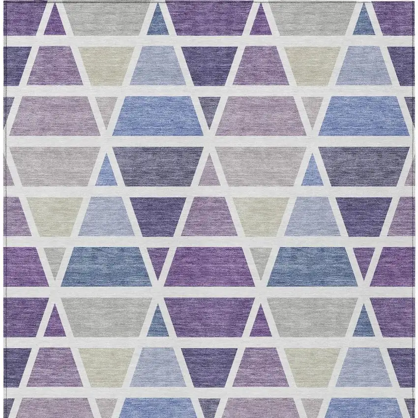 Plum And Purple Geometric Washable Indoor Outdoor Area Rug Photo 3
