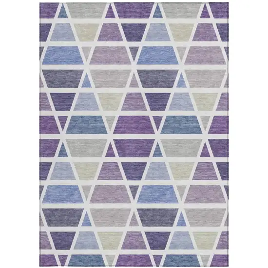 Plum And Purple Geometric Washable Indoor Outdoor Area Rug Photo 4