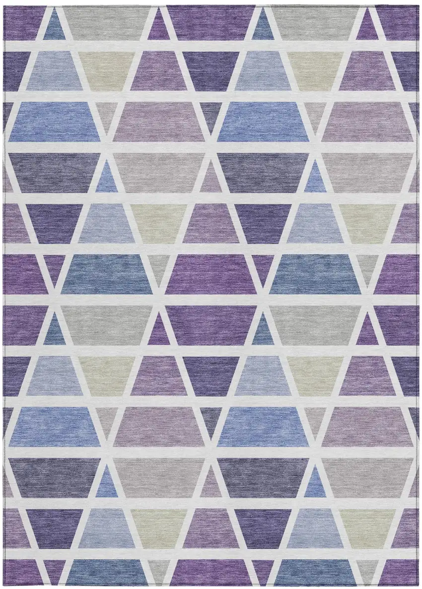 Plum And Purple Geometric Washable Indoor Outdoor Area Rug Photo 4