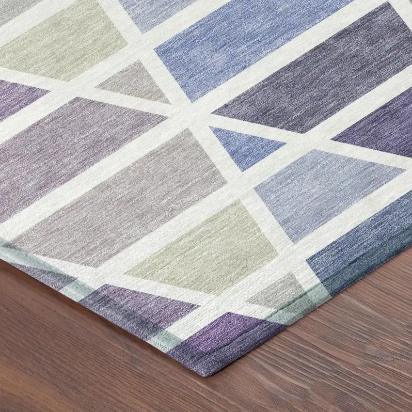 Plum And Purple Geometric Washable Indoor Outdoor Area Rug Photo 5