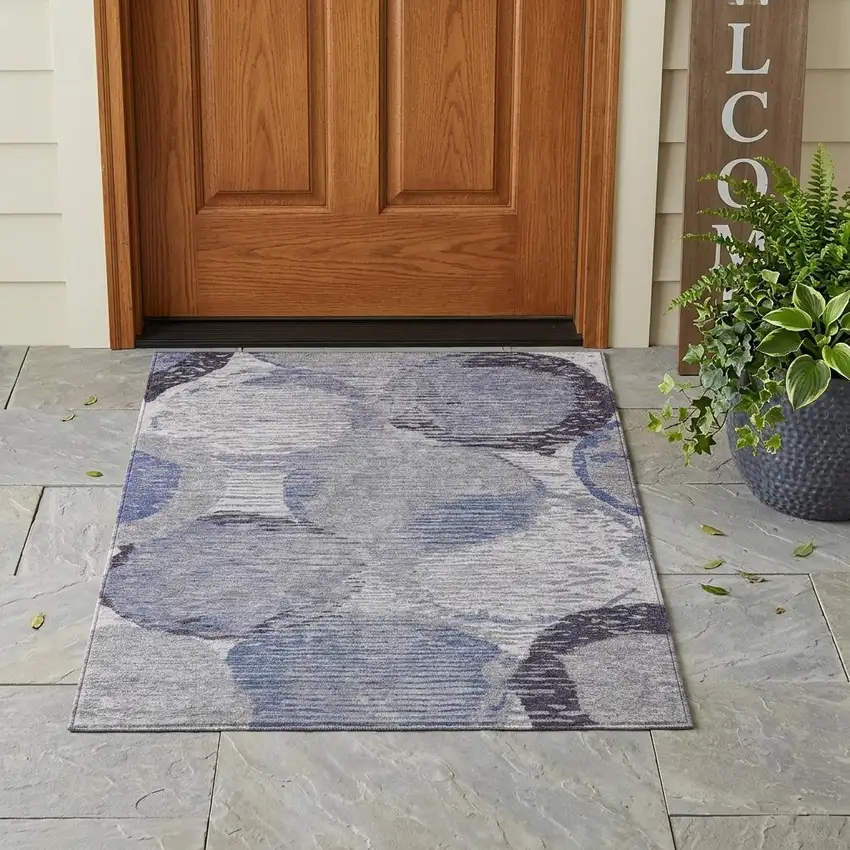 Plum And Purple Geometric Washable Indoor Outdoor Area Rug Photo 1