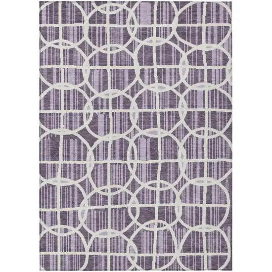 Plum And Purple Geometric Washable Indoor Outdoor Area Rug Photo 2
