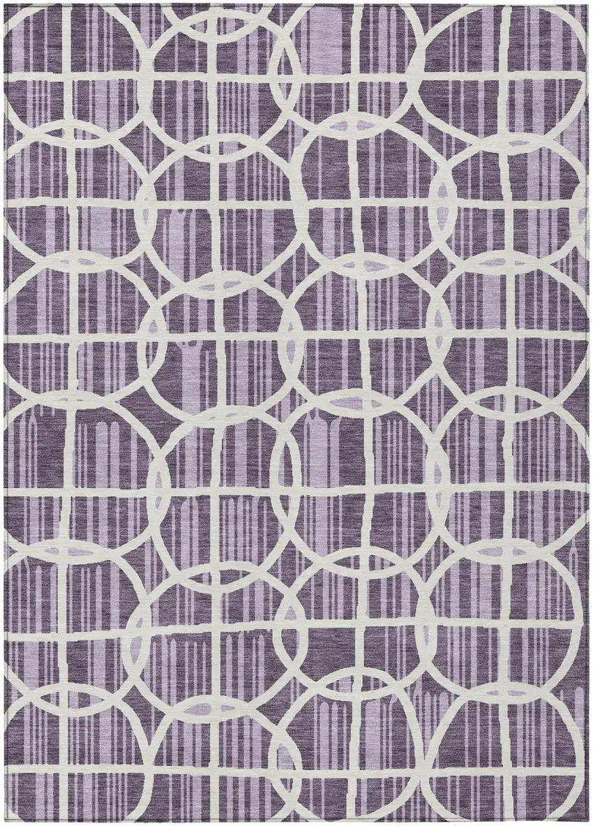 Plum And Purple Geometric Washable Indoor Outdoor Area Rug Photo 2