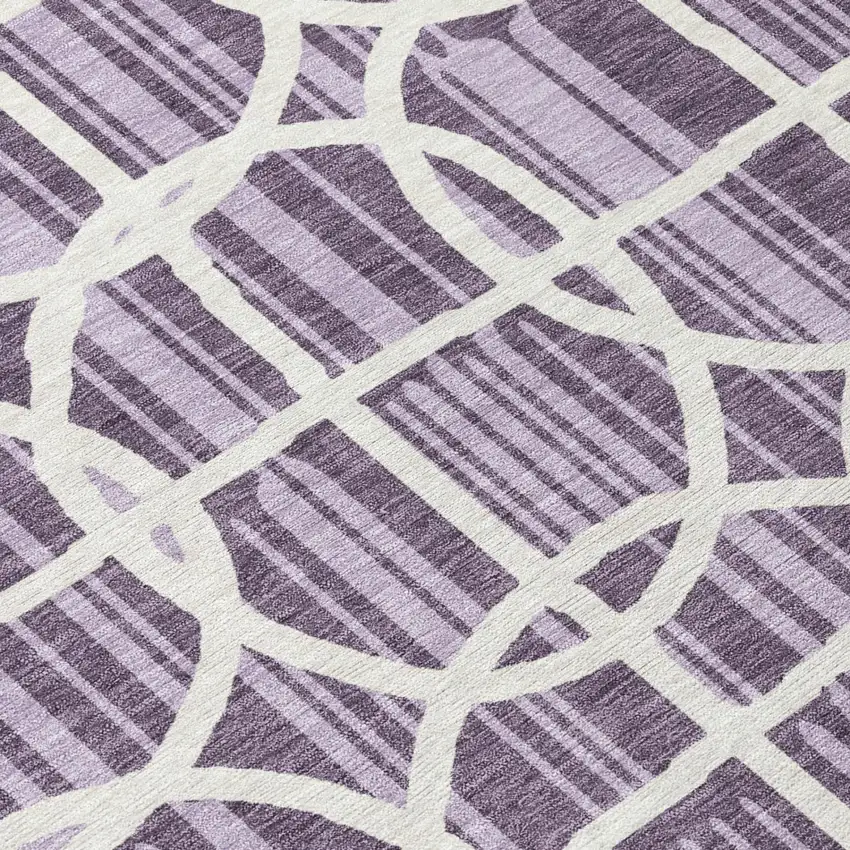 Plum And Purple Geometric Washable Indoor Outdoor Area Rug Photo 4