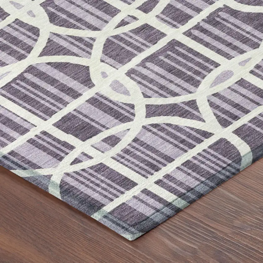 Plum And Purple Geometric Washable Indoor Outdoor Area Rug Photo 3
