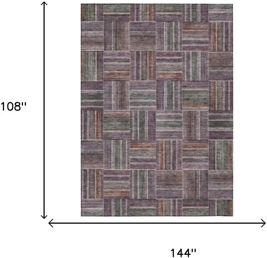 Plum And Purple Geometric Washable Indoor Outdoor Area Rug Photo 5