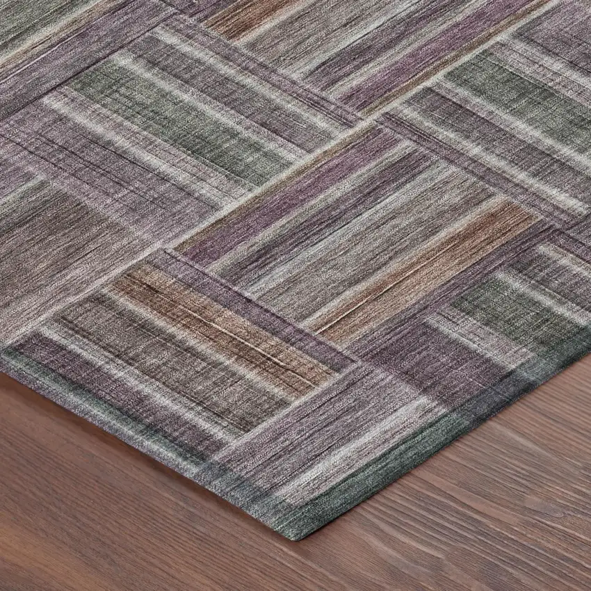 Plum And Purple Geometric Washable Indoor Outdoor Area Rug Photo 3