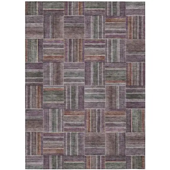 Plum And Purple Geometric Washable Indoor Outdoor Area Rug Photo 2
