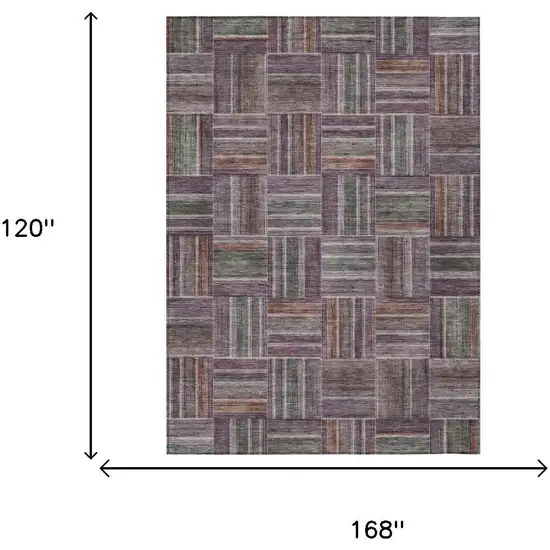 Plum And Purple Geometric Washable Indoor Outdoor Area Rug Photo 5