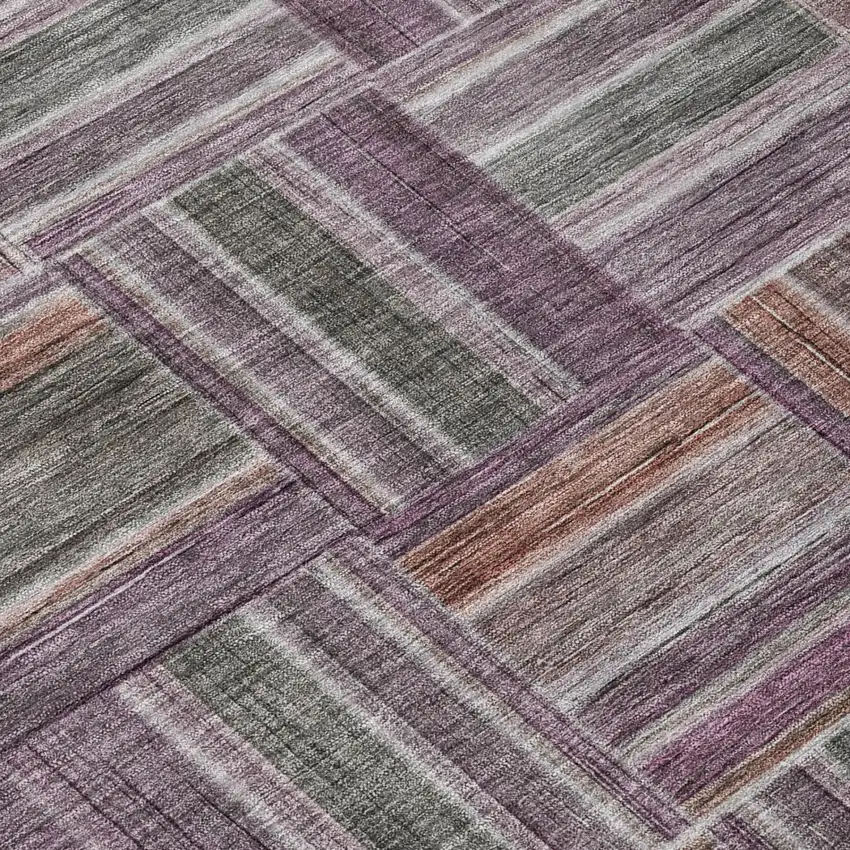 Plum And Purple Geometric Washable Indoor Outdoor Area Rug Photo 4