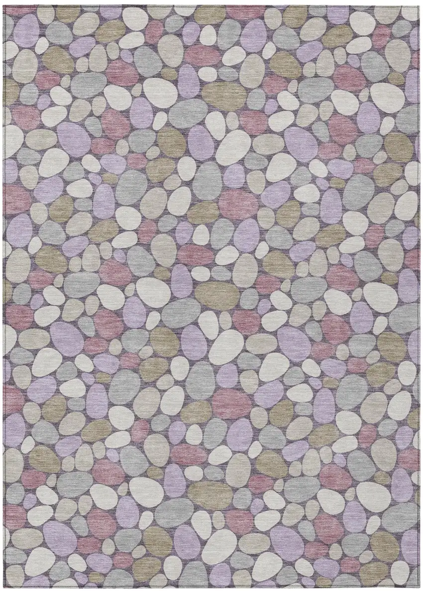 Plum And Purple Geometric Washable Indoor Outdoor Area Rug Photo 2