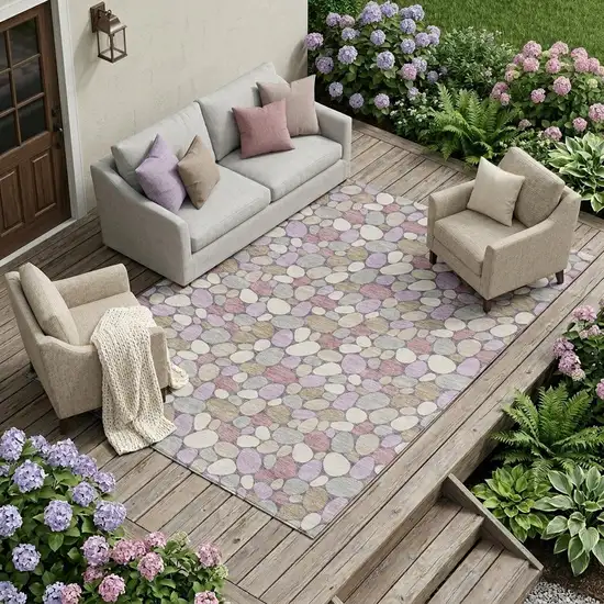 Plum And Purple Geometric Washable Indoor Outdoor Area Rug Photo 1