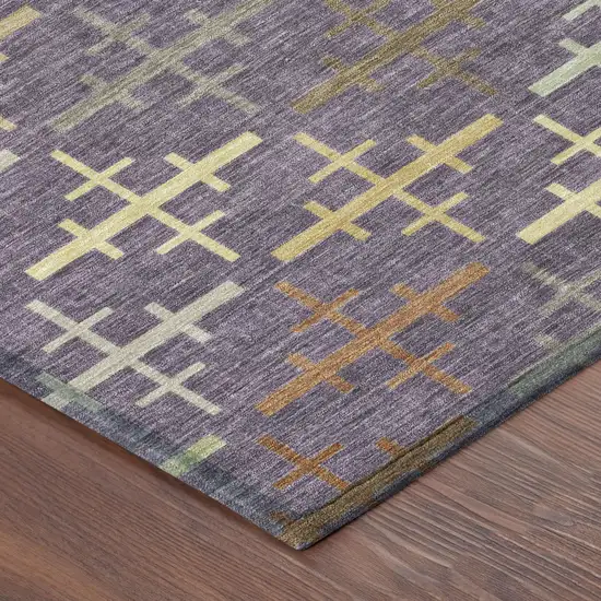 Plum And Purple Geometric Washable Indoor Outdoor Area Rug Photo 3
