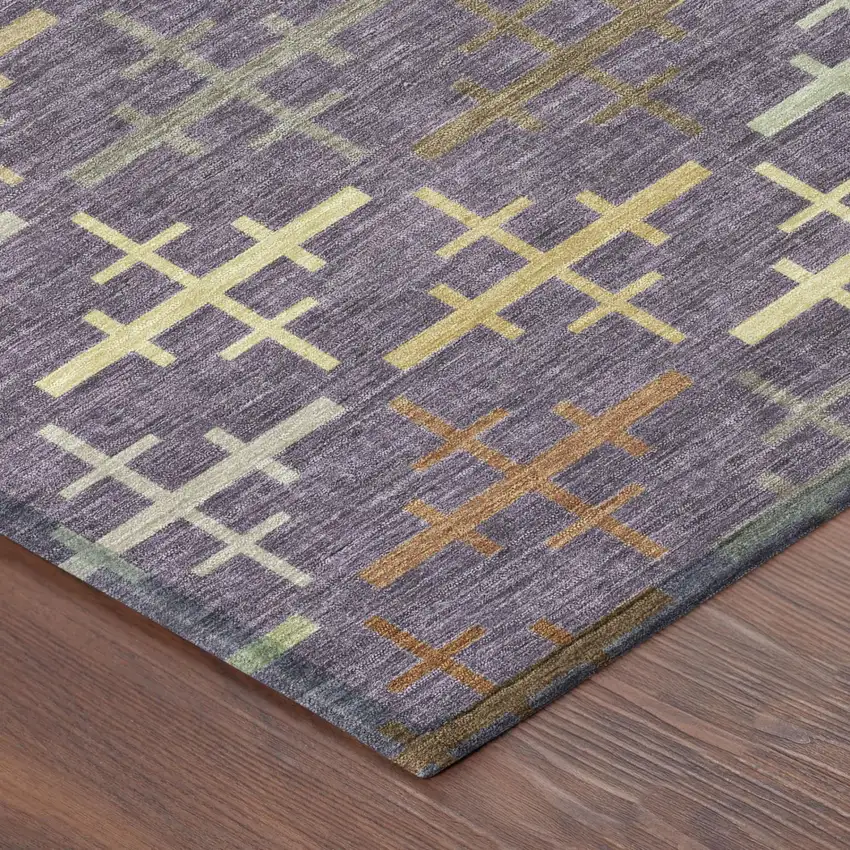 Plum And Purple Geometric Washable Indoor Outdoor Area Rug Photo 3