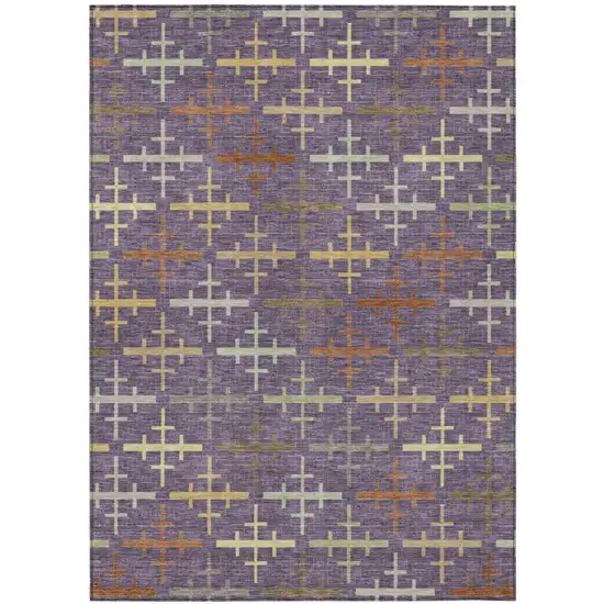 Plum And Purple Geometric Washable Indoor Outdoor Area Rug Photo 2