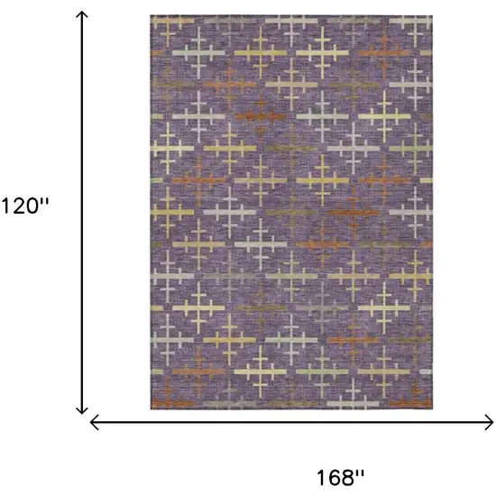 Plum And Purple Geometric Washable Indoor Outdoor Area Rug Photo 5