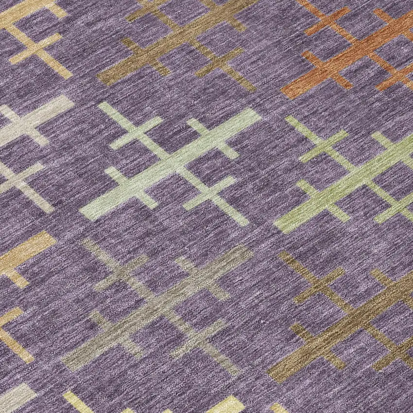 Plum And Purple Geometric Washable Indoor Outdoor Area Rug Photo 4