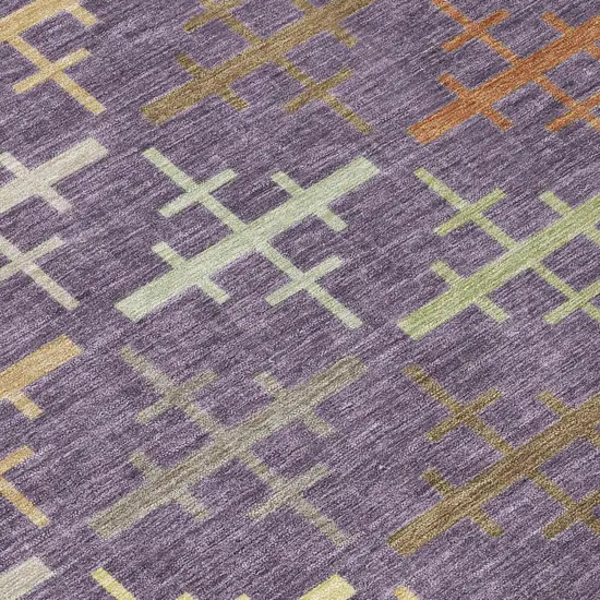 Plum And Purple Geometric Washable Indoor Outdoor Area Rug Photo 4