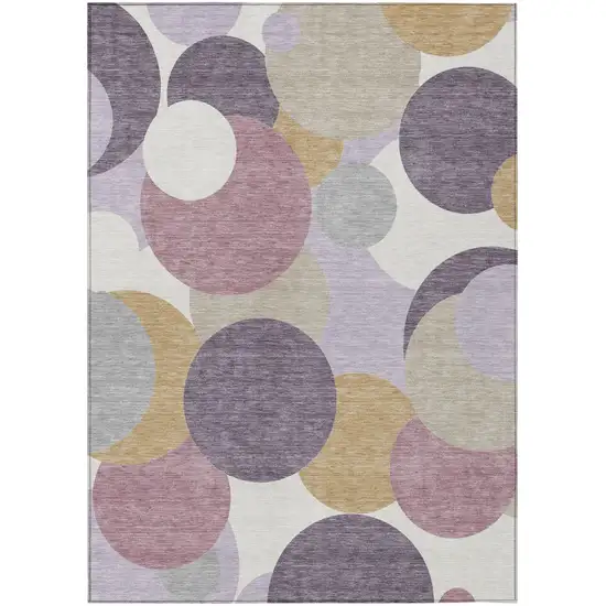 Plum And Purple Geometric Washable Indoor Outdoor Area Rug Photo 1