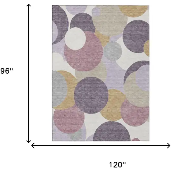 Plum And Purple Geometric Washable Indoor Outdoor Area Rug Photo 4