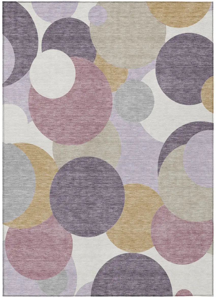 Plum And Purple Geometric Washable Indoor Outdoor Area Rug Photo 1
