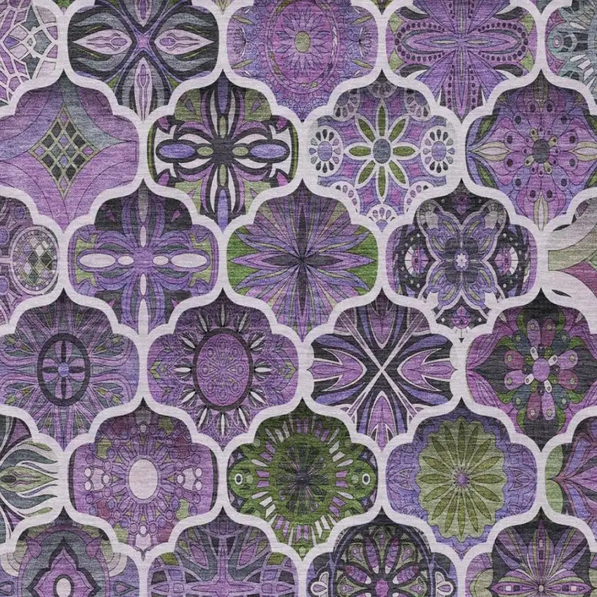 Plum And Purple Ogee Washable Indoor Outdoor Area Rug Photo 6