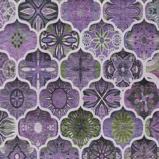 Plum And Purple Ogee Washable Indoor Outdoor Area Rug Photo 6